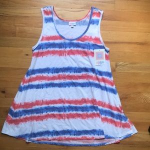 LulaRoe Small Red White Blue Tie Dye Perfect Tank